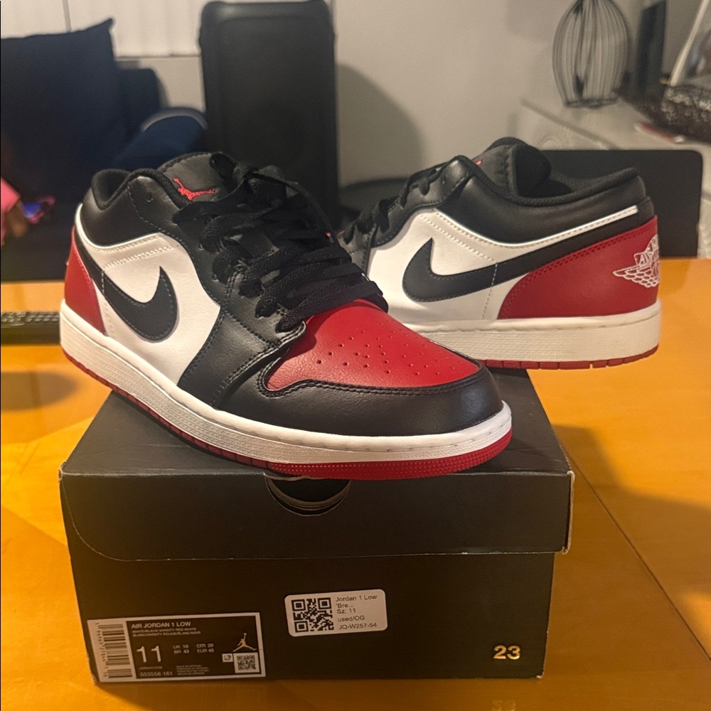 Nike Air Jordan 1 Low Black Red White Shoes